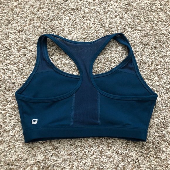 Fabletics Solid Navy Sports Work Out Bra Racerback Mesh Panel Size XS - Picture 5 of 8